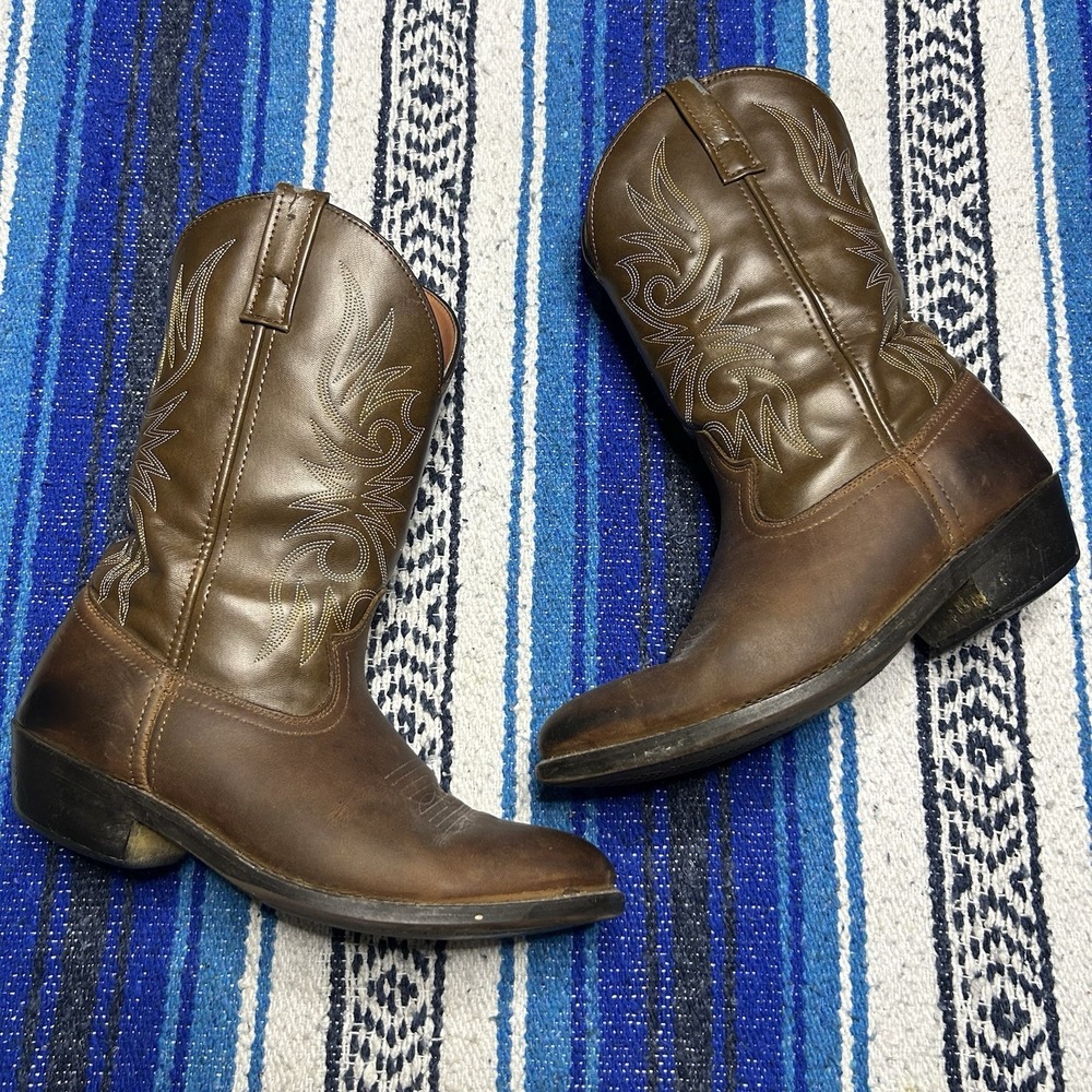 Laredo 4242 Lea Vamp Fox Brown Pull On Western Cowboy Boots Mens Size 11 EW